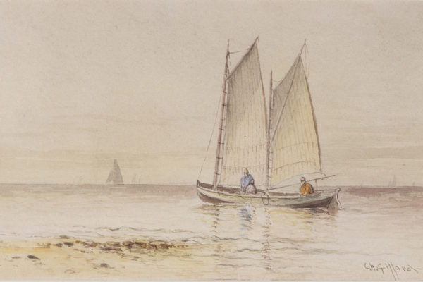 Two Men in a Ketch byCharles Henry Gifford (1839-1904)